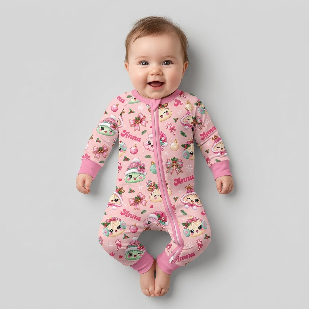 Custom Name Kawaii Christmas Dumpling Bamboo Convertible Zippy