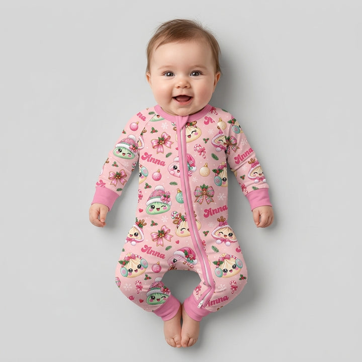Custom Name Kawaii Christmas Dumpling Bamboo Convertible Zippy