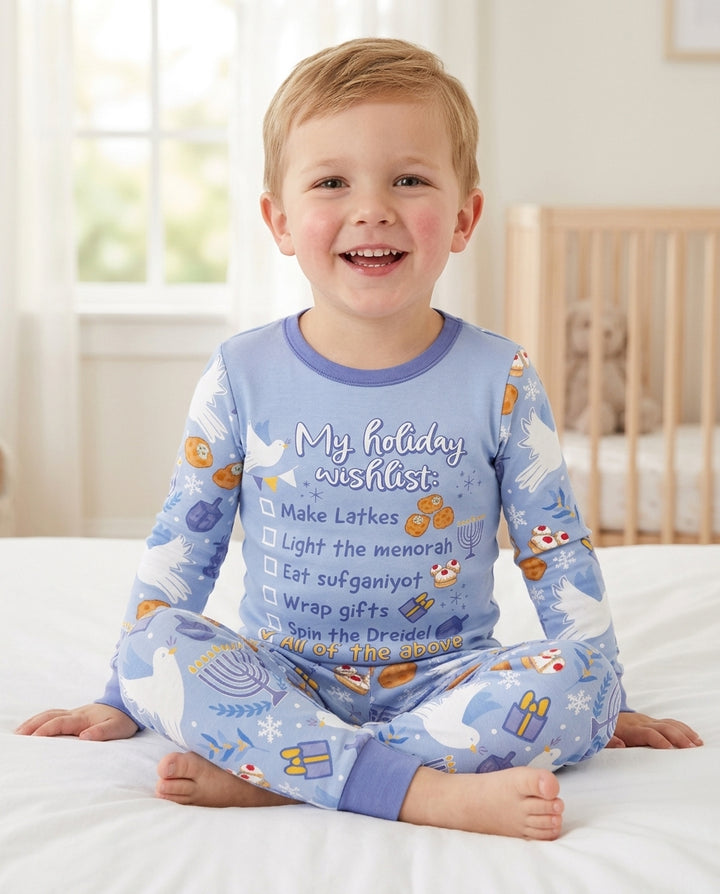 Hanukkah To Do List Bamboo Two Piece Long Sleeve Pajama Set