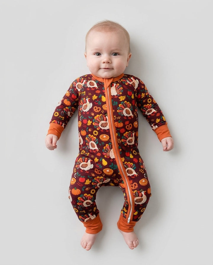 Festive Turkey Fall Harvest Bamboo Convertible Zippy
