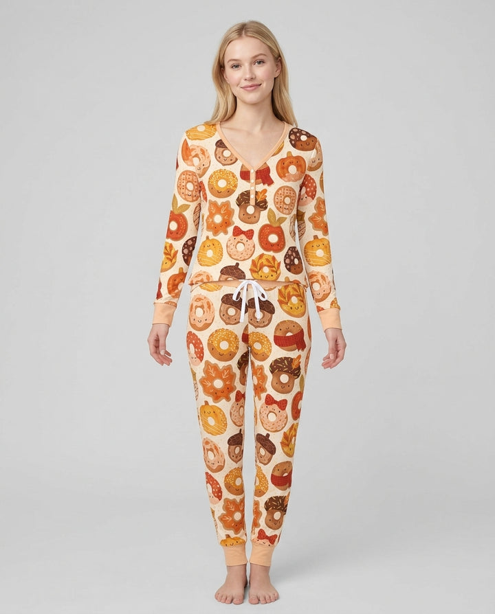 Cute Autumn Donut Bamboo Women Pajama Set