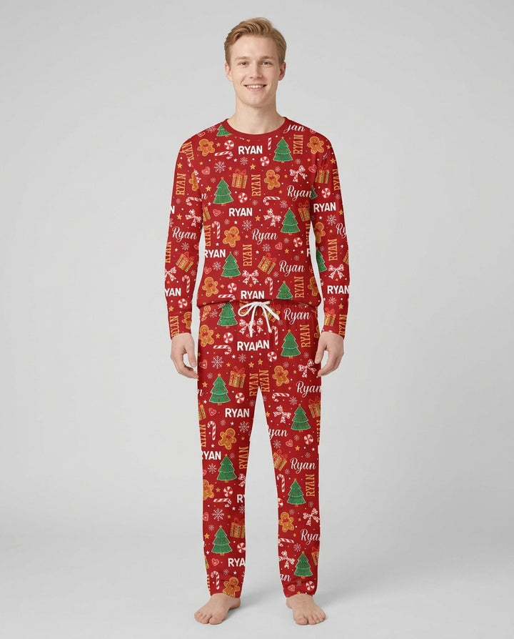 Custom Name Christmas Crew Family Matching Bamboo Men's Pajama Set