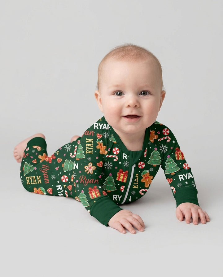 Custom Name Christmas Crew Family Matching Bamboo Convertible Zippy
