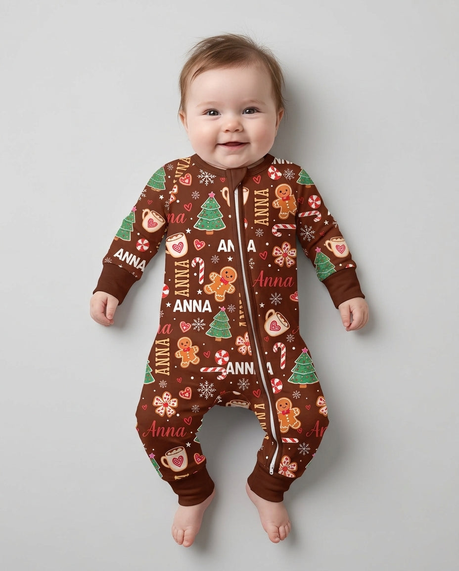 Custom Name Christmas Crew Family Matching Bamboo Convertible Zippy