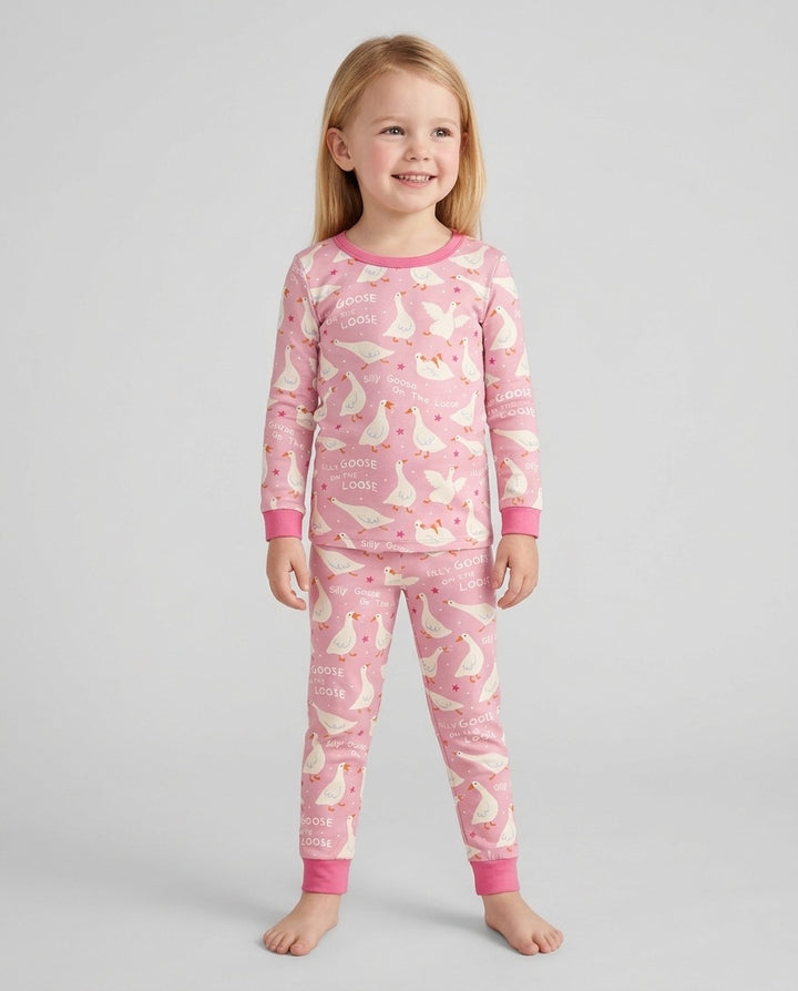 Silly Goose On The Loose Bamboo Two Piece Long Sleeve Pajama Set