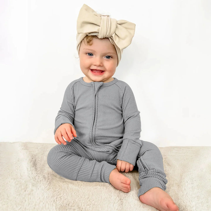 Moon Grey Ribbed Convertible Zippy , Moon Grey Ribbed Convertible Zippy - 0-3M