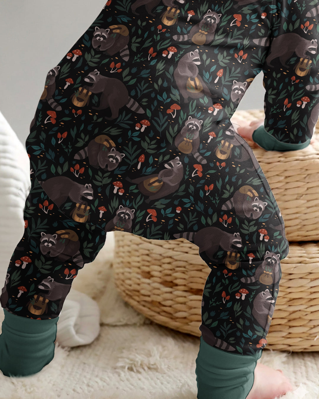 Raccoon And Whimsical Mushroom Bamboo Convertible Zippy
