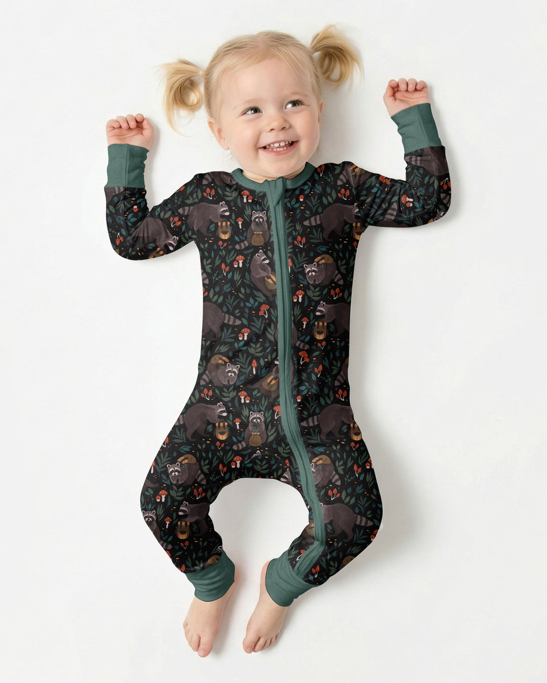 Raccoon And Whimsical Mushroom Bamboo Convertible Zippy