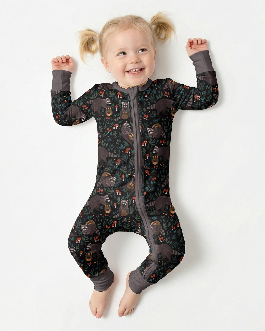 Raccoon And Whimsical Mushroom Bamboo Convertible Zippy