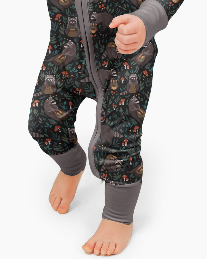 Raccoon And Whimsical Mushroom Bamboo Convertible Zippy