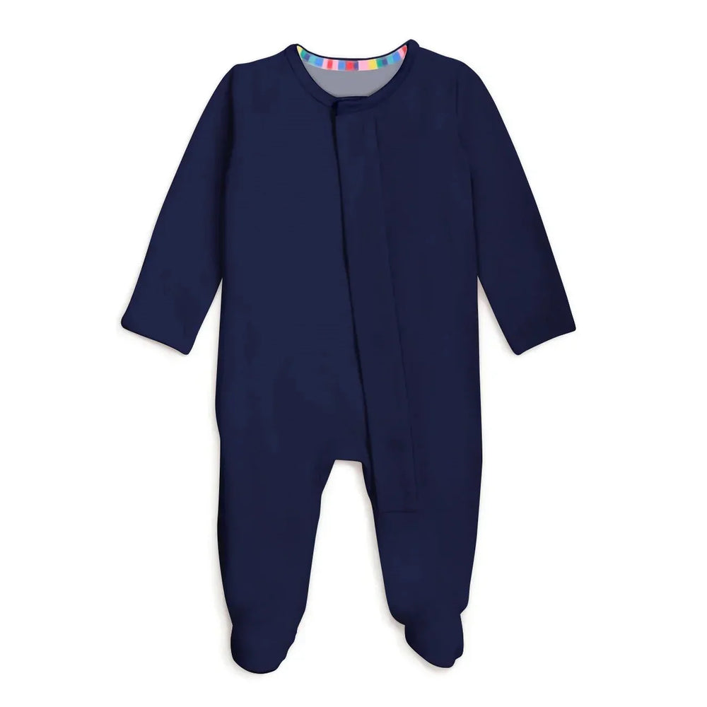 Navy Magnetic Footie Romper , Navy Magnetic Footie Romper - Newborn