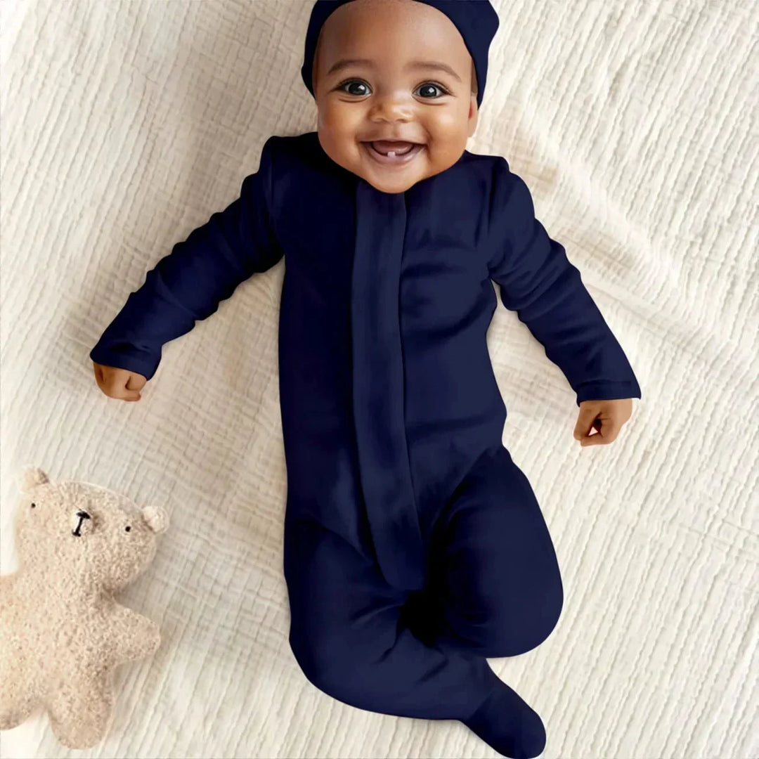 Navy Magnetic Footie Romper , Navy Magnetic Footie Romper - Newborn