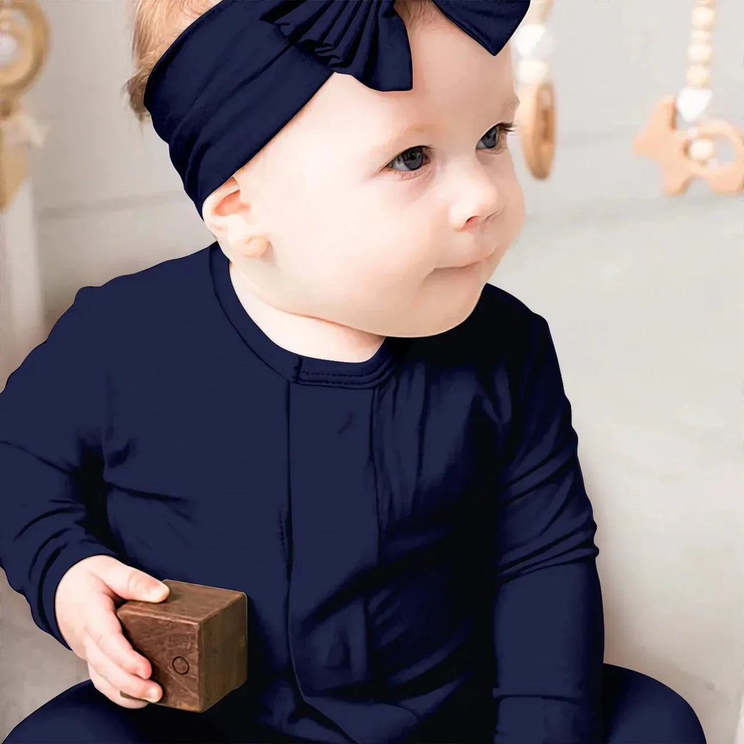 Navy Magnetic Footie Romper , Navy Magnetic Footie Romper - Newborn
