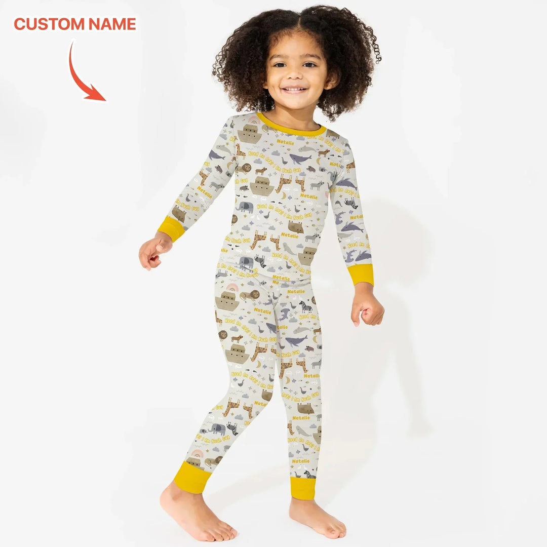 Need An Ark? I Noah Guy Custom Name Two Piece Long Sleeve Pajama Set , Need An Ark? I Noah Guy Custom Name Two Piece Long Sleeve Pajama Set - 12-18M