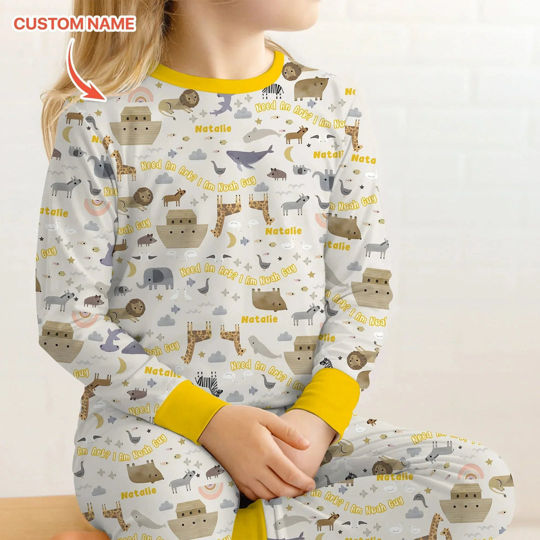 Need An Ark? I Noah Guy Custom Name Two Piece Long Sleeve Pajama Set , Need An Ark? I Noah Guy Custom Name Two Piece Long Sleeve Pajama Set - 12-18M