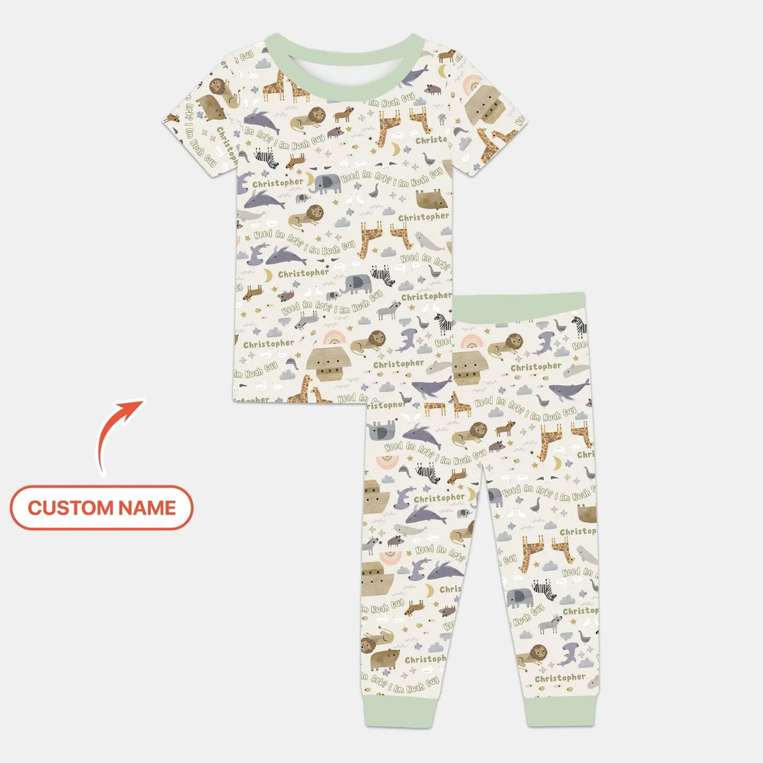 Need An Ark? I Noah Guy Custom Name Two Piece Short Sleeve Pajama Set , Need An Ark? I Noah Guy Custom Name Two Piece Short Sleeve Pajama Set - 12-18M