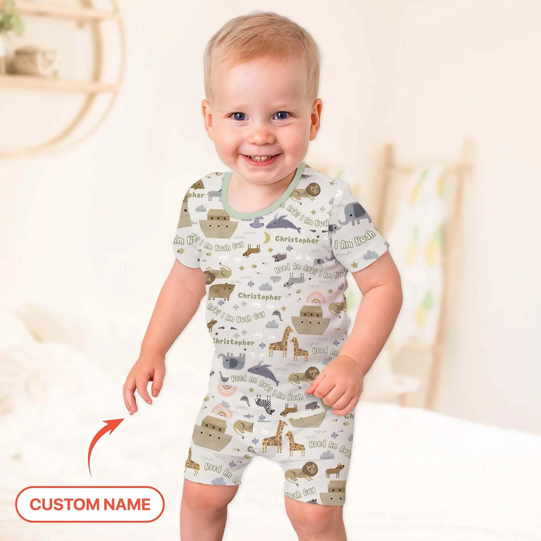 Need An Ark? I Noah Guy Custom Name Two Piece Short Sleeve Shorts Pajama Set , Need An Ark? I Noah Guy Custom Name Two Piece Short Sleeve Shorts Pajama Set - 12-18M