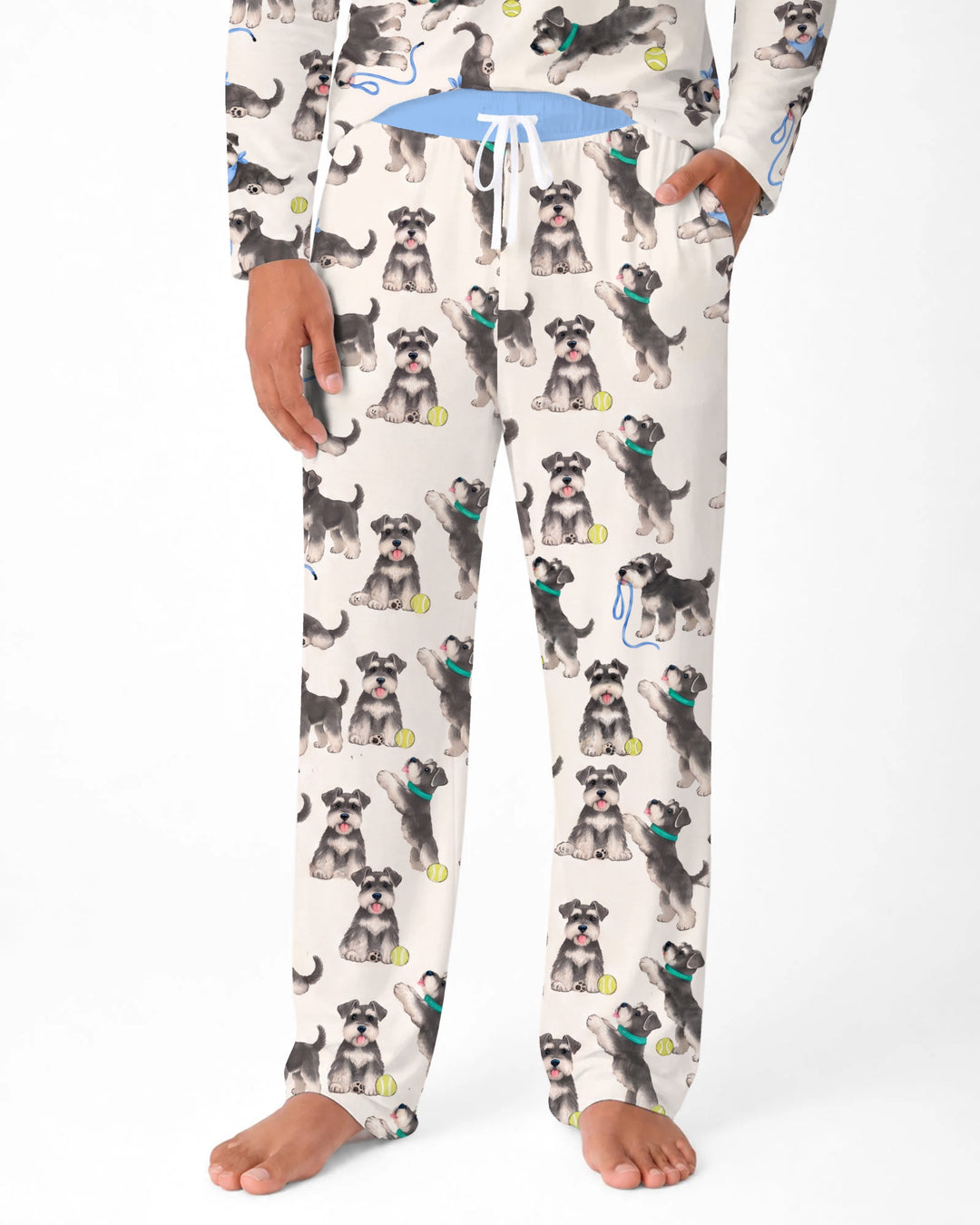 Playful Schnauzer Puppies Bamboo Men's Pajama Set