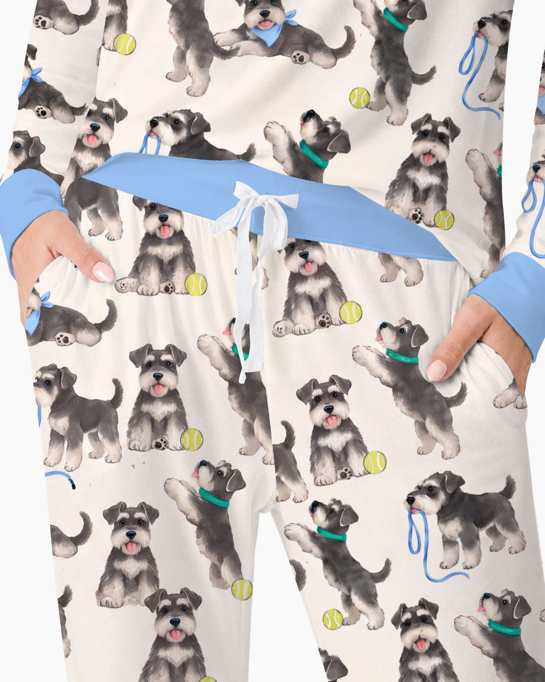 Playful Schnauzer Puppies Bamboo Women Pajama Set