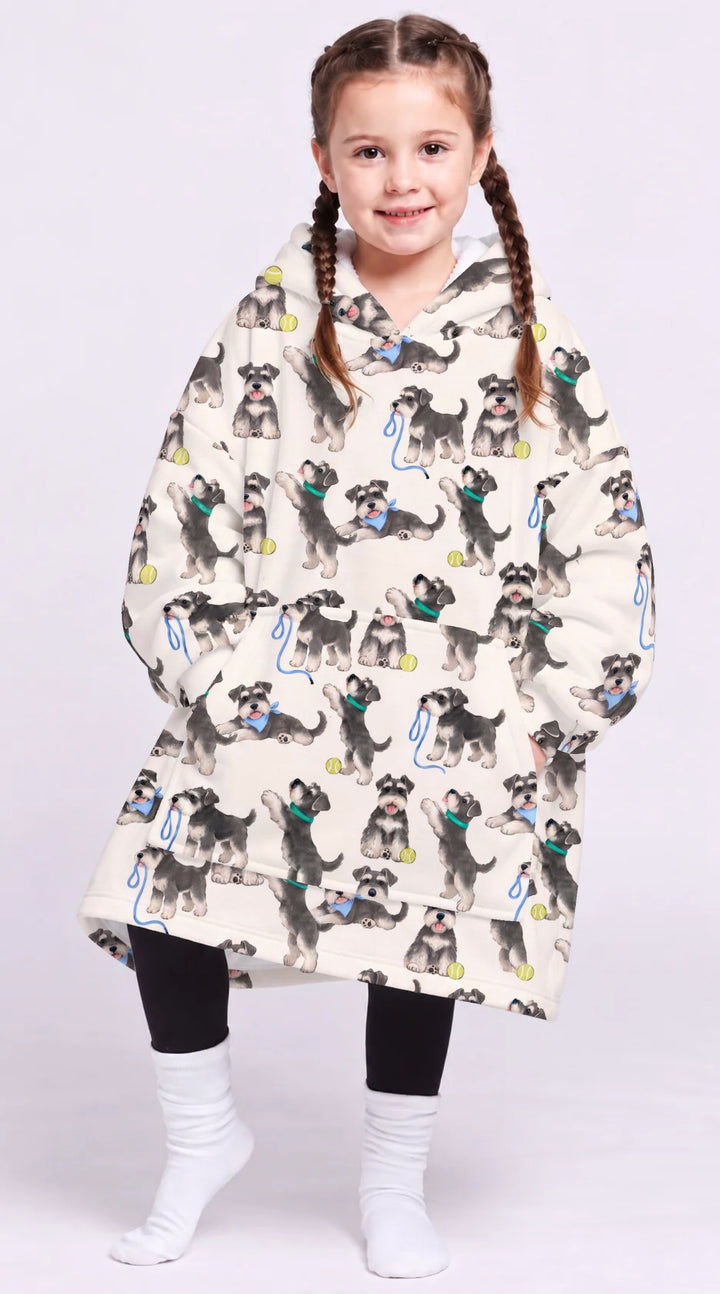 Playful Schnauzer Puppies Bamboo Blanket Hoodie