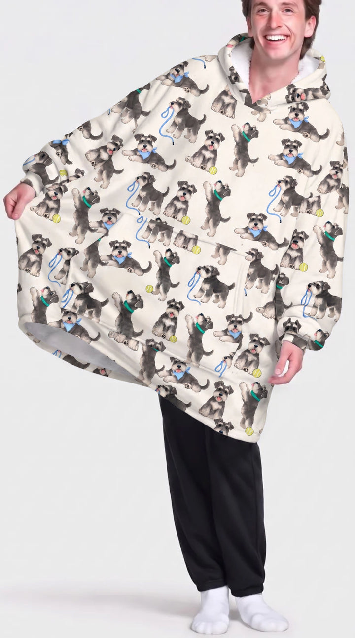 Playful Schnauzer Puppies Bamboo Blanket Hoodie