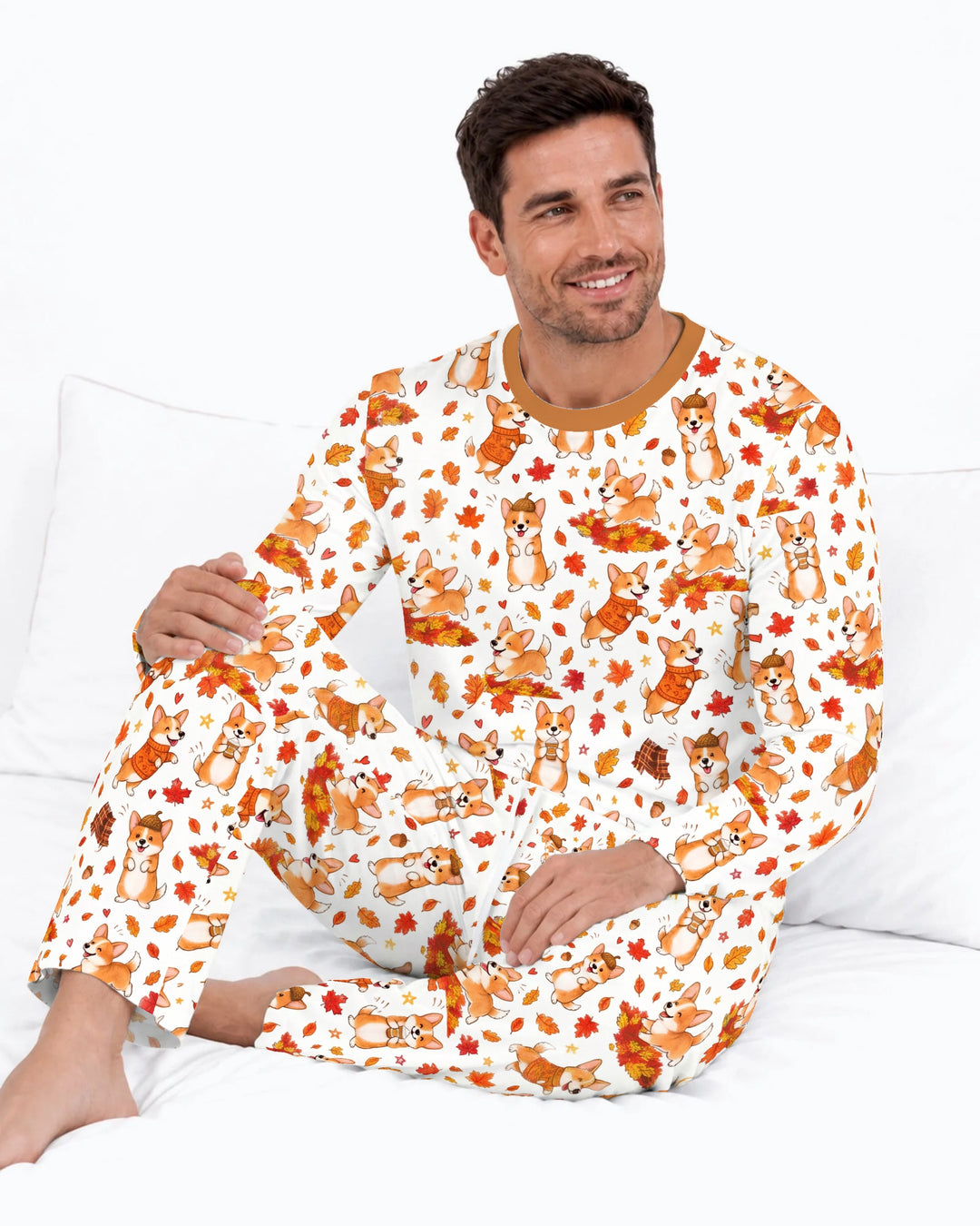 Happy Fall Corgis Bamboo Men's Pajama Set