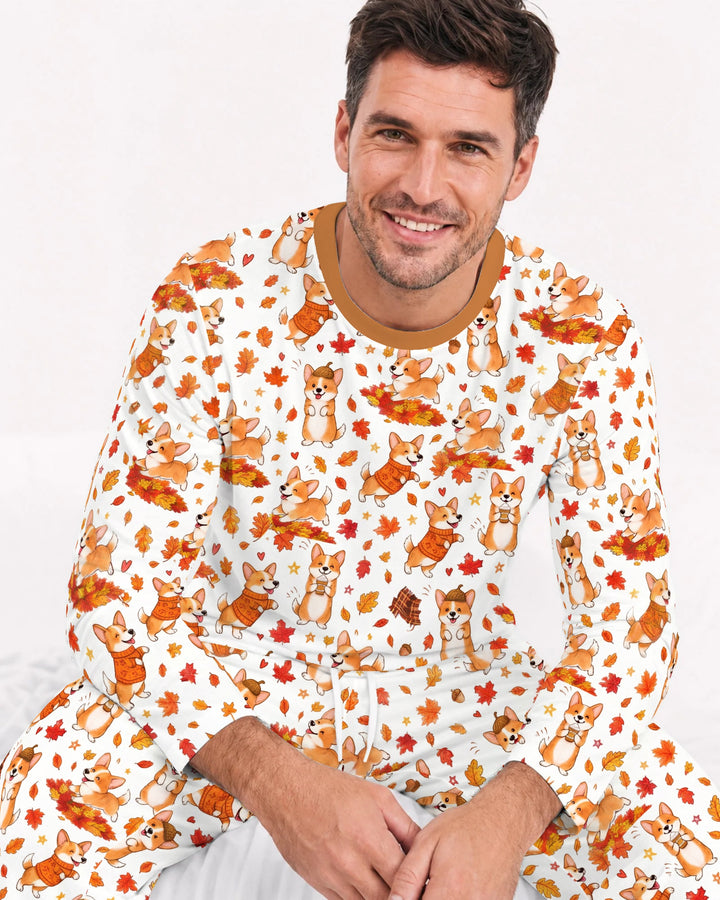 Happy Fall Corgis Bamboo Men's Pajama Set