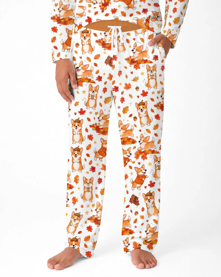 Happy Fall Corgis Bamboo Men's Pajama Set
