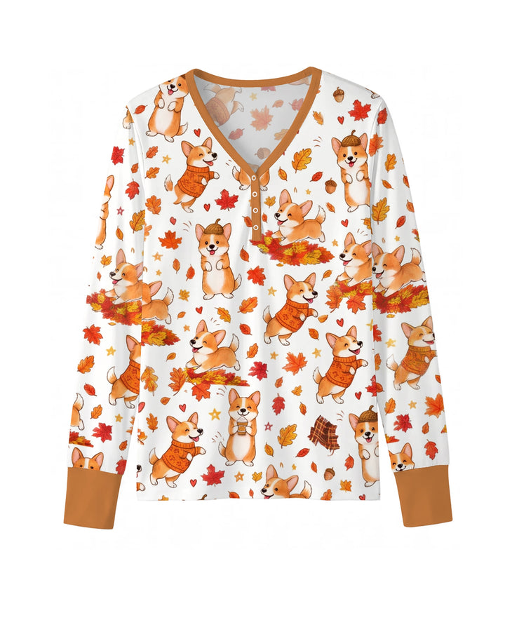 Happy Fall Corgis Bamboo Women Pajama Set