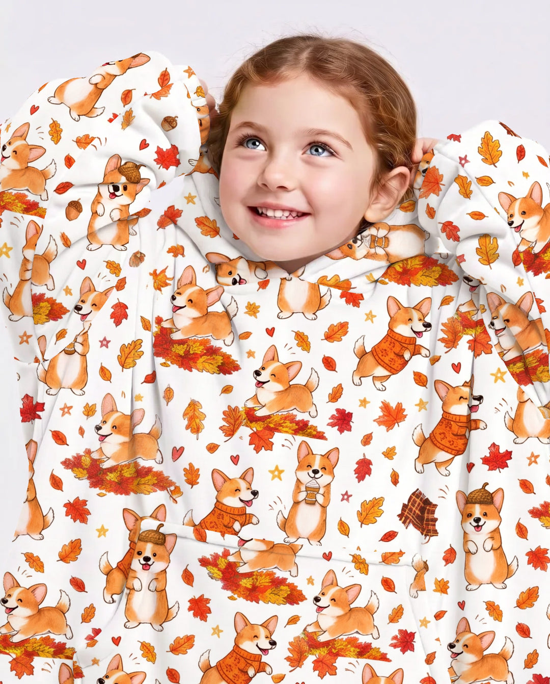 Happy Fall Corgis Bamboo Blanket Hoodie