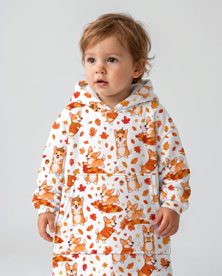 Happy Fall Corgis Bamboo Blanket Hoodie