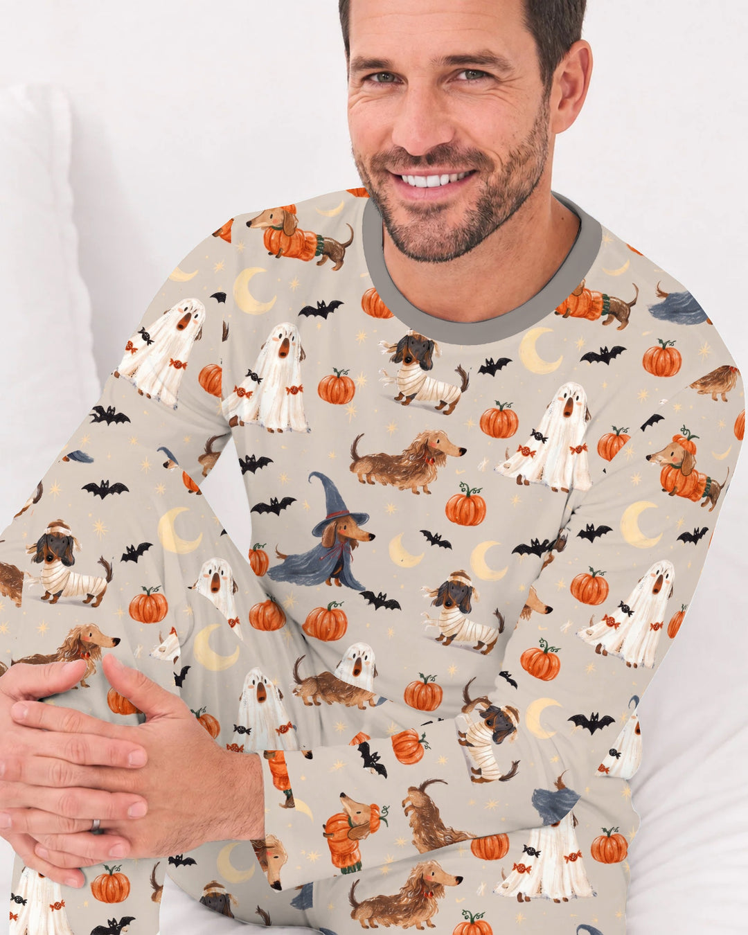 Spooky Dachshund Halloween Night Bamboo Men's Pajama Set