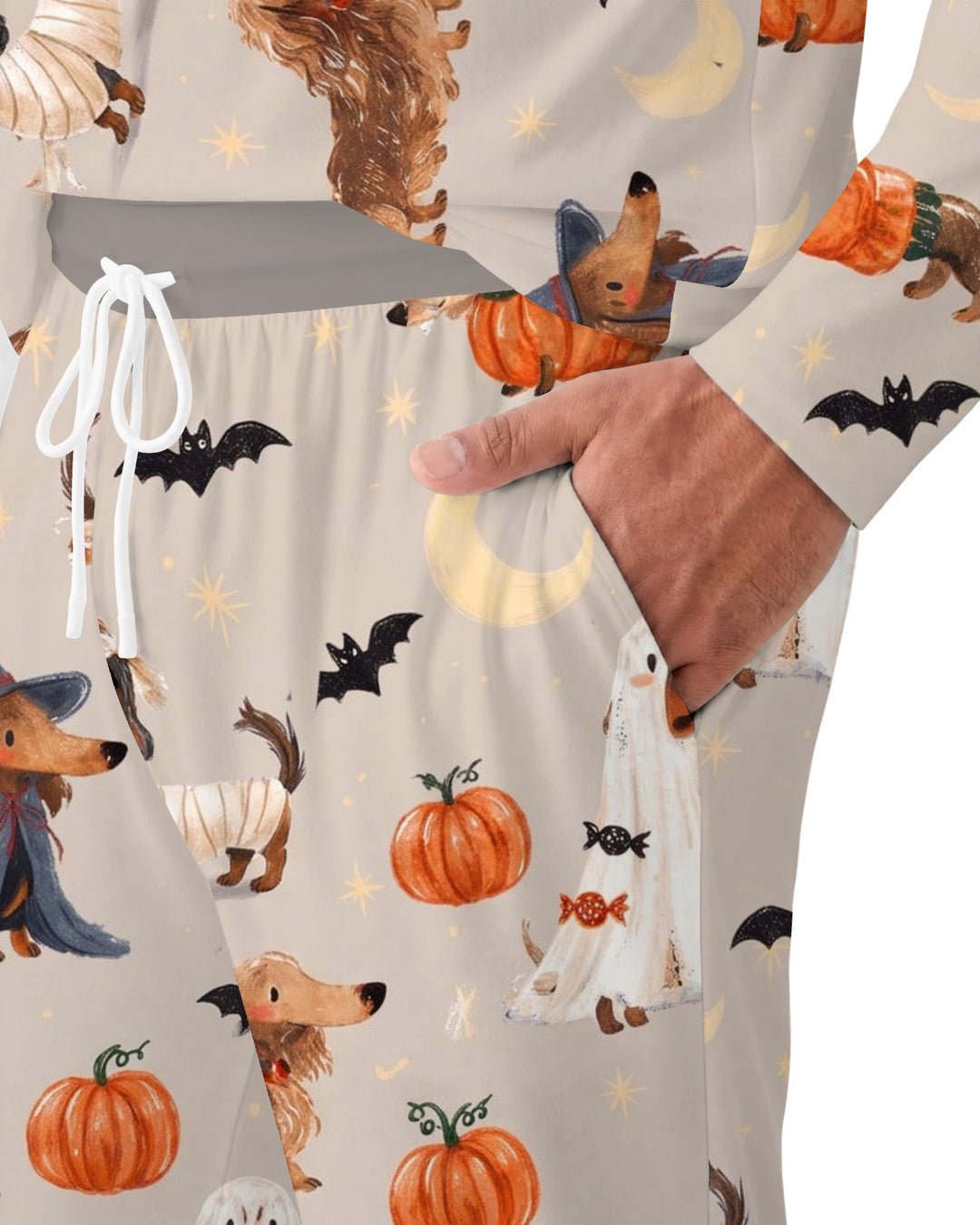 Spooky Dachshund Halloween Night Bamboo Men's Pajama Set