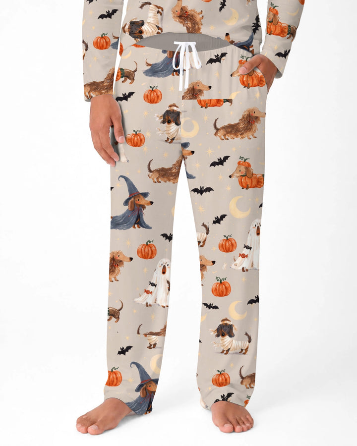 Spooky Dachshund Halloween Night Bamboo Men's Pajama Set