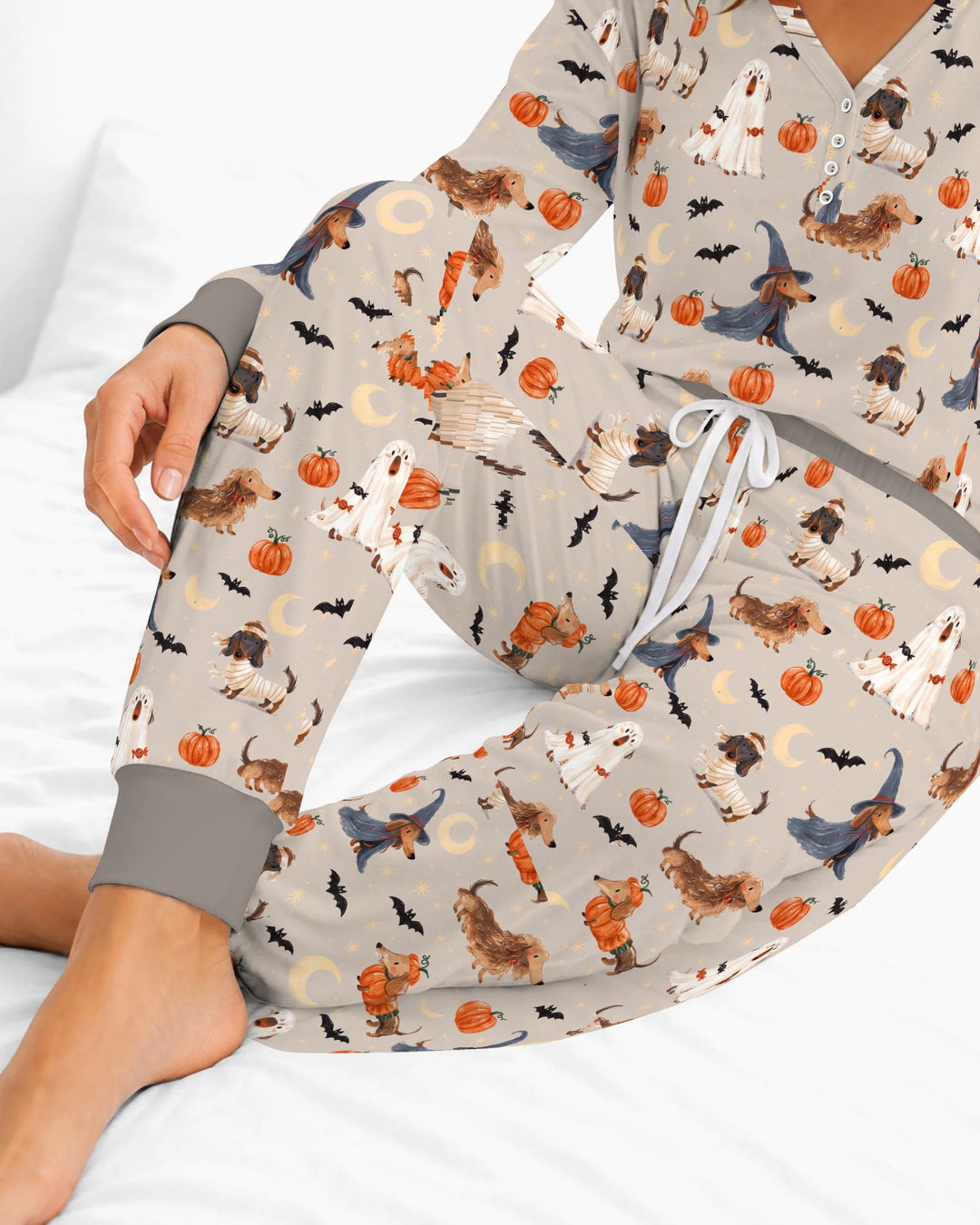 Spooky Dachshund Halloween Night Bamboo Women Pajama Set