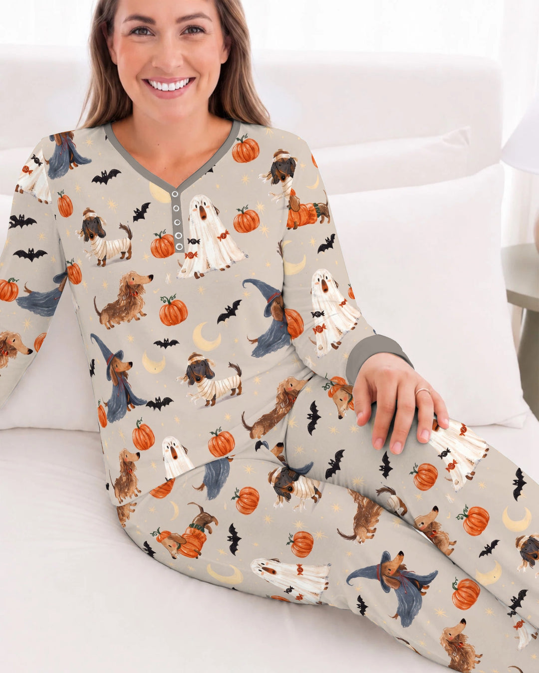 Spooky Dachshund Halloween Night Bamboo Women Pajama Set