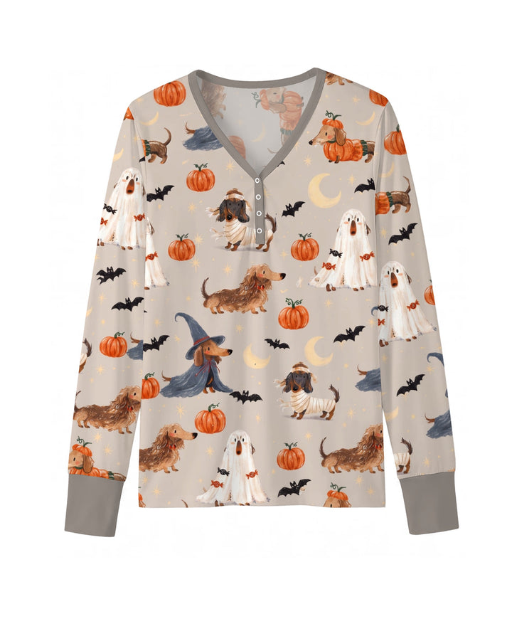Spooky Dachshund Halloween Night Bamboo Women Pajama Set