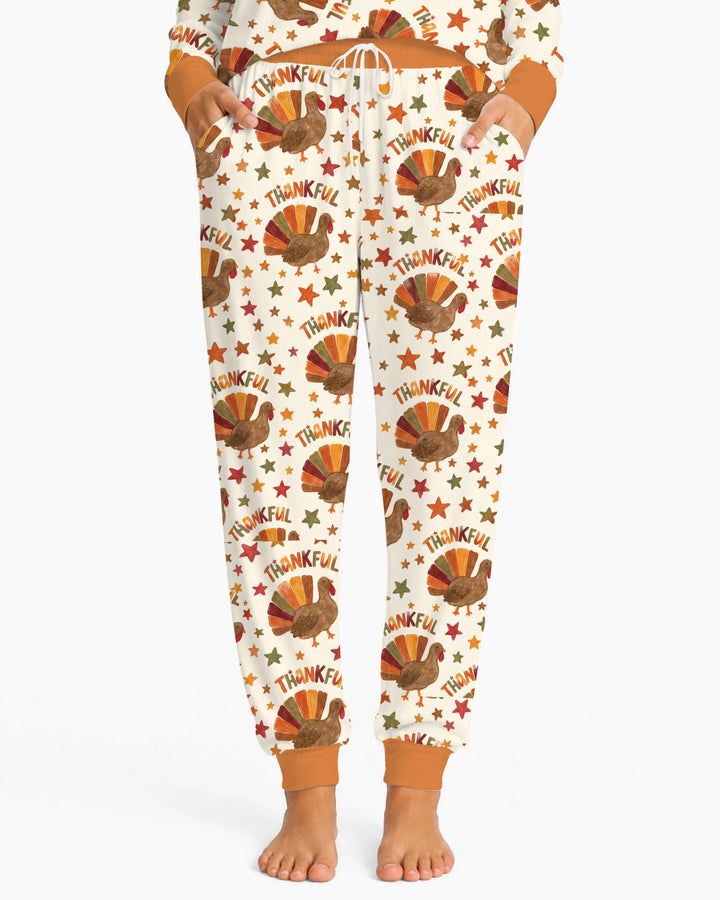 Thankful Turkey Autumn Stars Bamboo Women Pajama Set