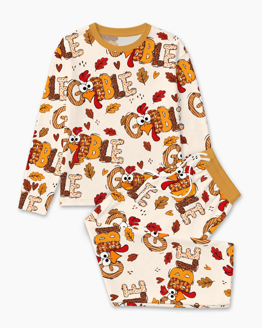 Gobble Turkey Fall Leaves Bamboo Men's Pajama Set