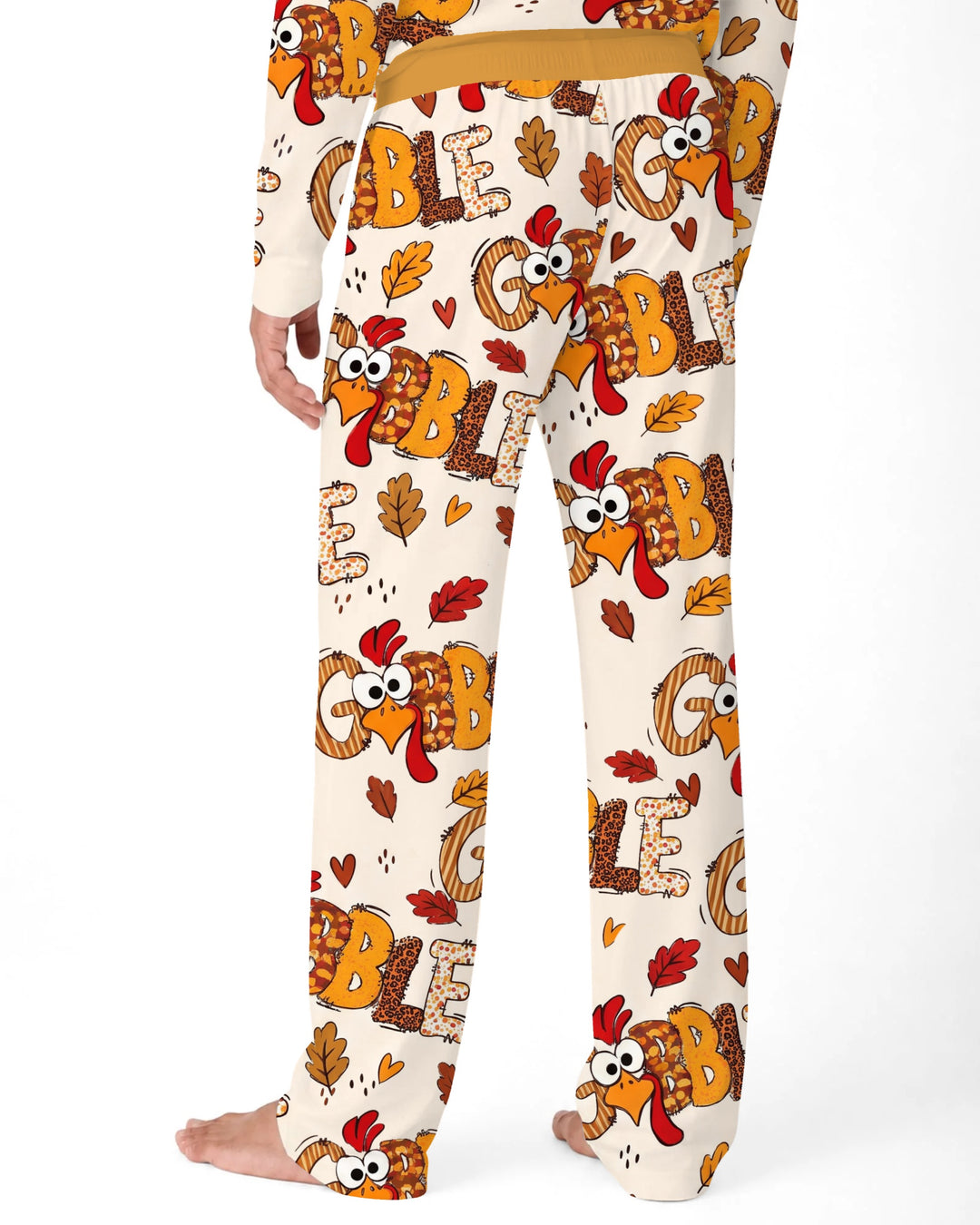Gobble Turkey Fall Leaves Bamboo Men's Pajama Set