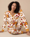 Gobble Turkey Fall Leaves Bamboo Women Pajama Set