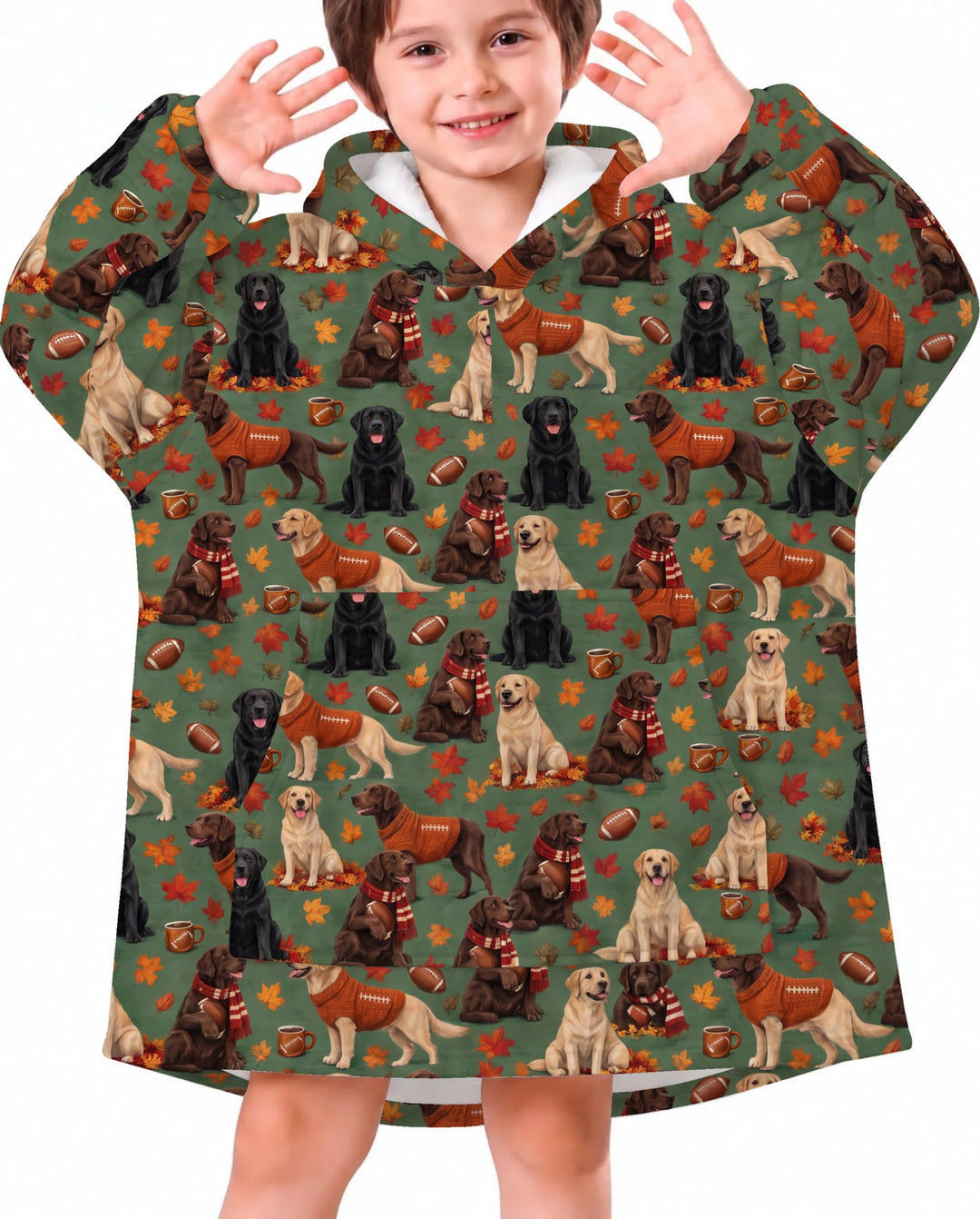 Labrador Retriever Football Fall Bamboo Blanket Hoodie