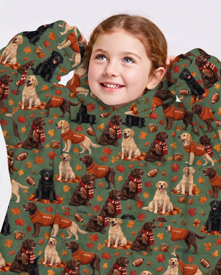 Labrador Retriever Football Fall Bamboo Blanket Hoodie