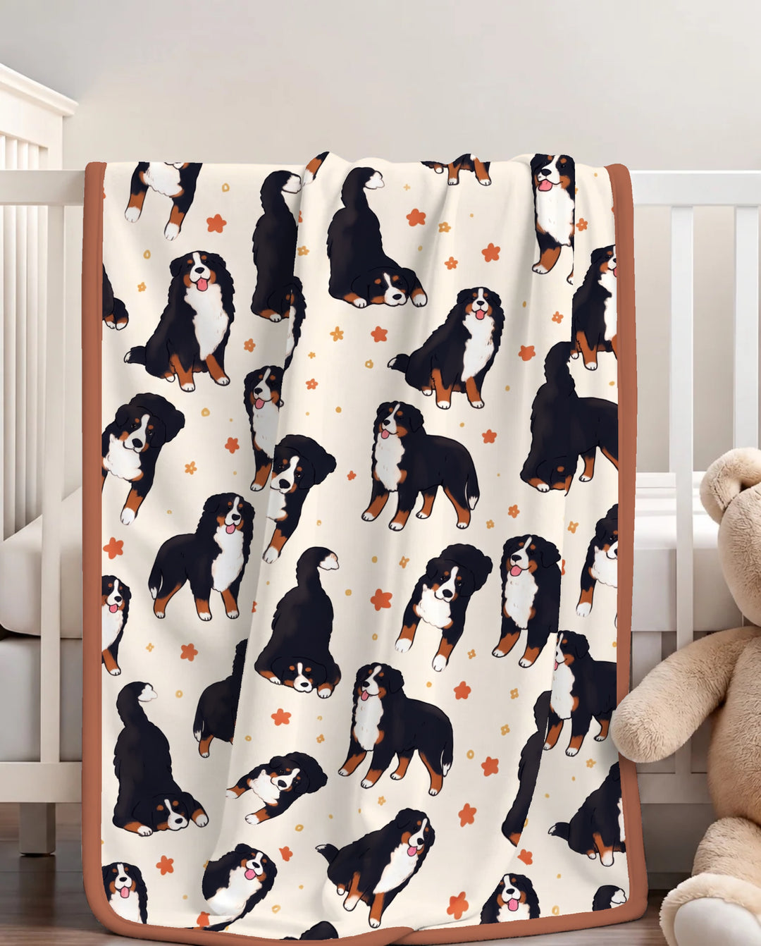 Playful Bernese Mountain Dog Moments Bamboo Blanket