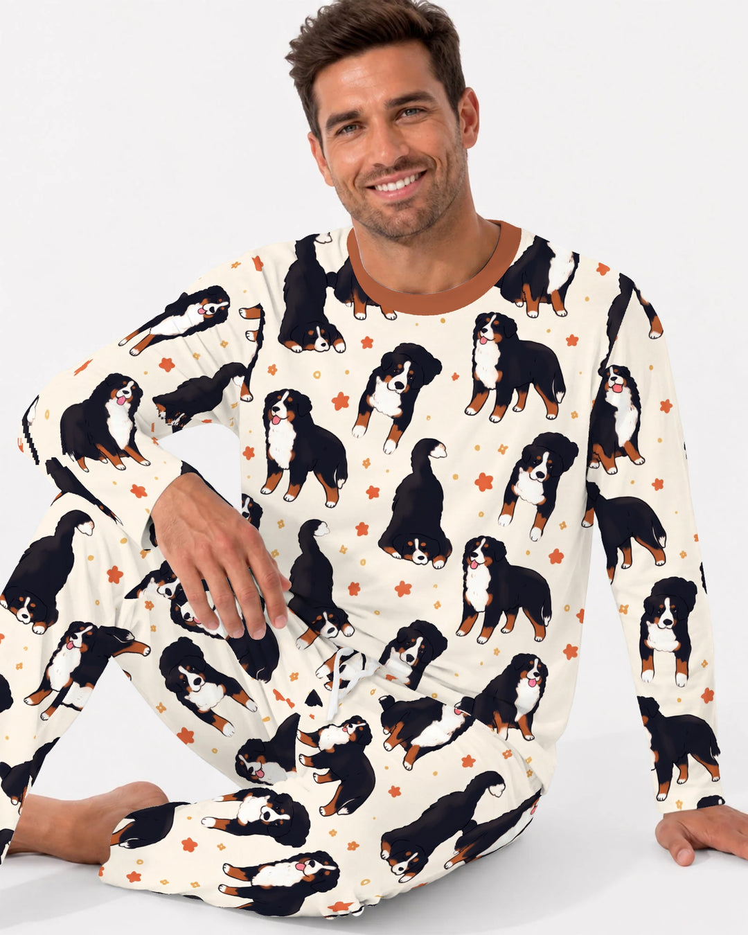 Playful Bernese Mountain Dog Moments Bamboo Men's Pajama Set