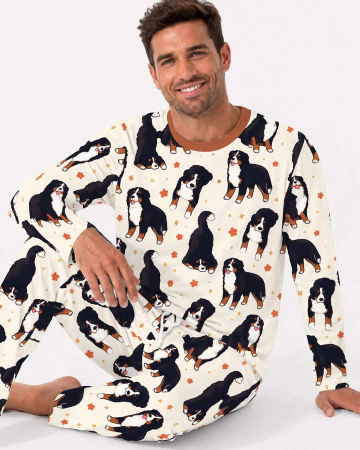 Playful Bernese Mountain Dog Moments Bamboo Men's Pajama Set
