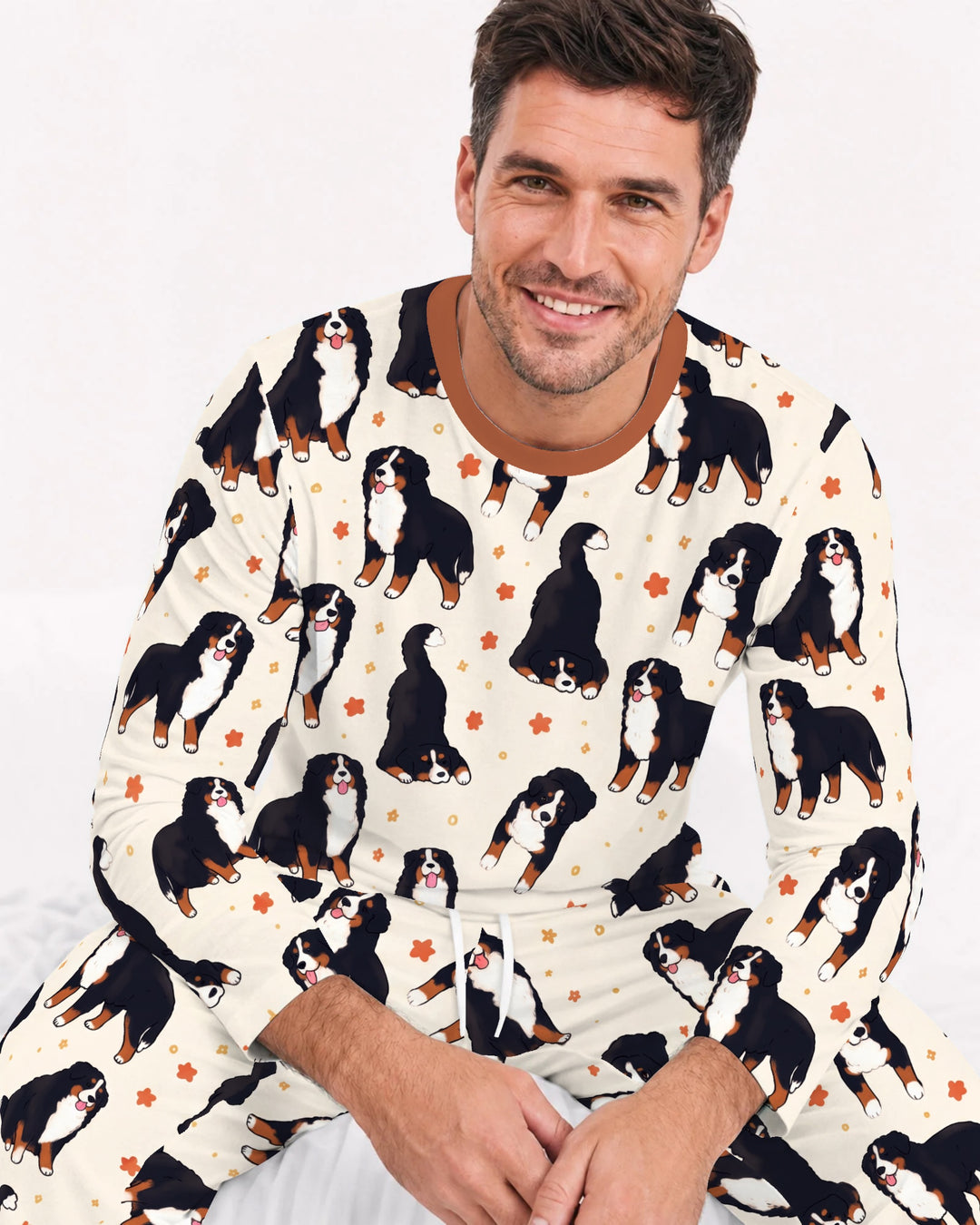 Playful Bernese Mountain Dog Moments Bamboo Men's Pajama Set