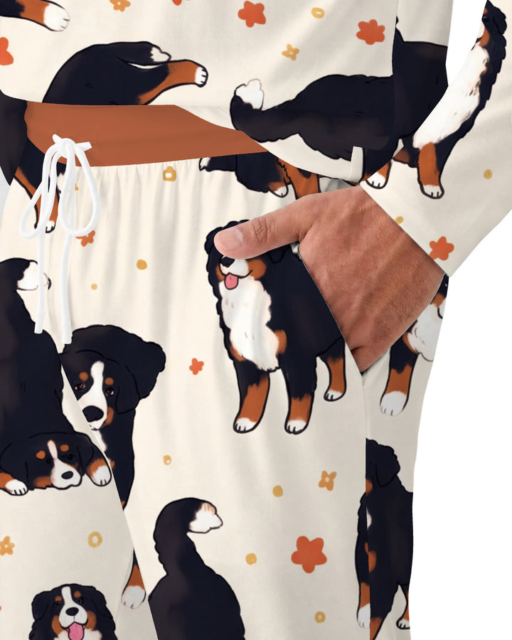 Playful Bernese Mountain Dog Moments Bamboo Men's Pajama Set