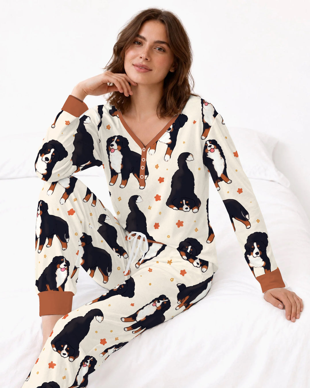 Playful Bernese Mountain Dog Moments Bamboo Women Pajama Set