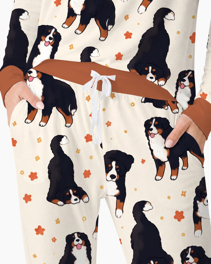 Playful Bernese Mountain Dog Moments Bamboo Women Pajama Set